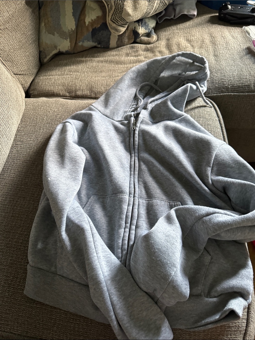 Classic Zip-Up Hoodie in Light Gray
